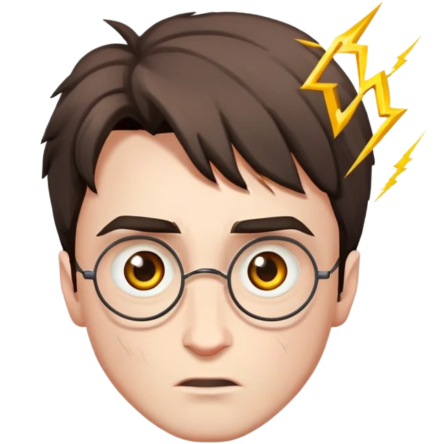 Harry Potter with a lightning scar in the middle of the forehead emoji