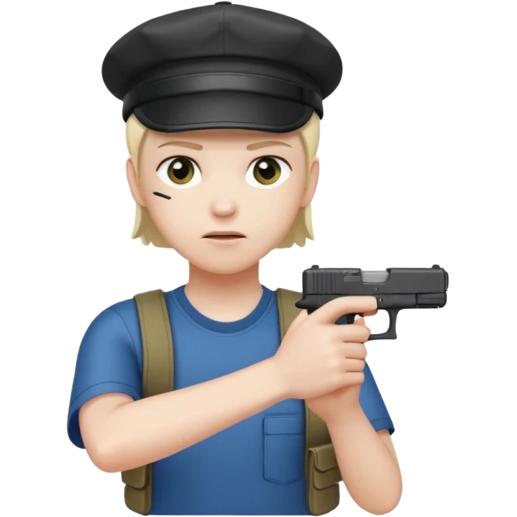Emoji de iPhone Fantasma con glock 19 en la mano izquierda y con gorra emoji
