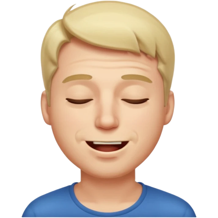 A male squinting his eyes closed but the mouth is whistling emoji