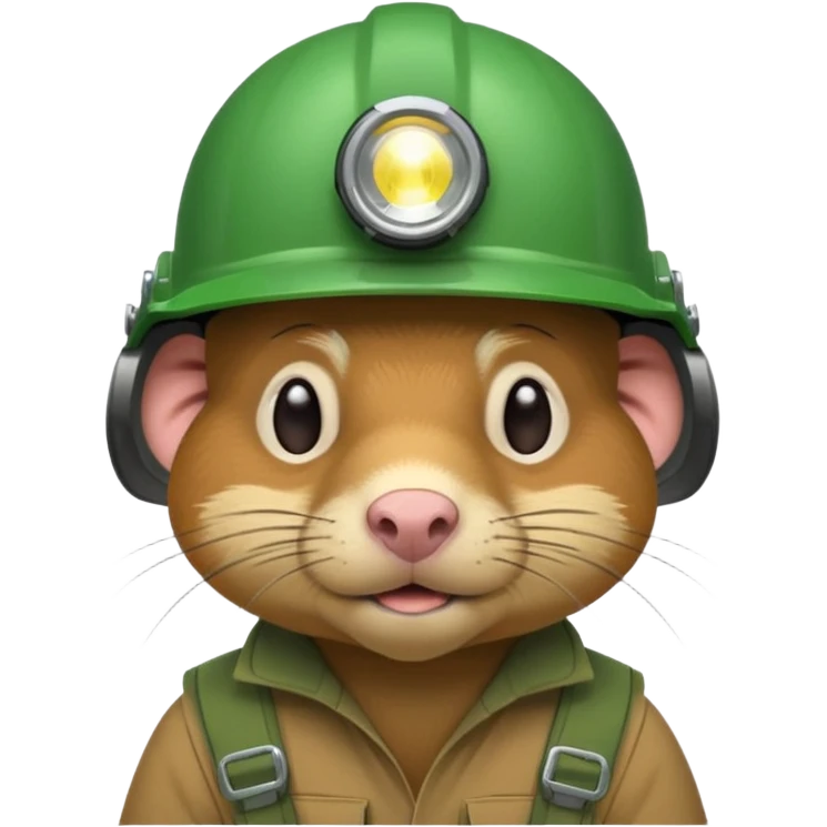 a mole rat, green helmet, headlamp emoji