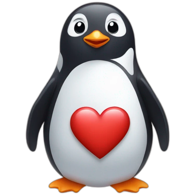 Penguin with a heart emoji