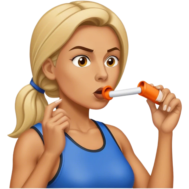 tough looking female coach blowing whistle emoji