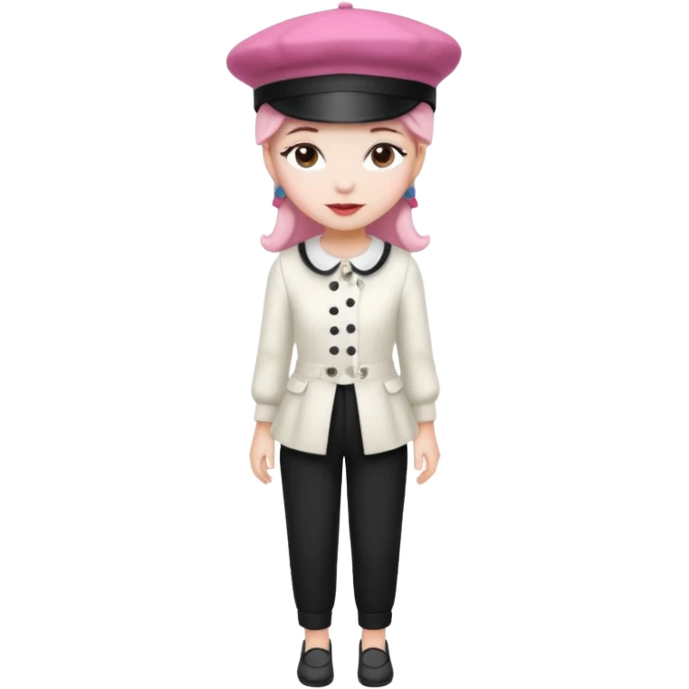 Pig White Dress Dark Pink French Hat Black Pants emoji