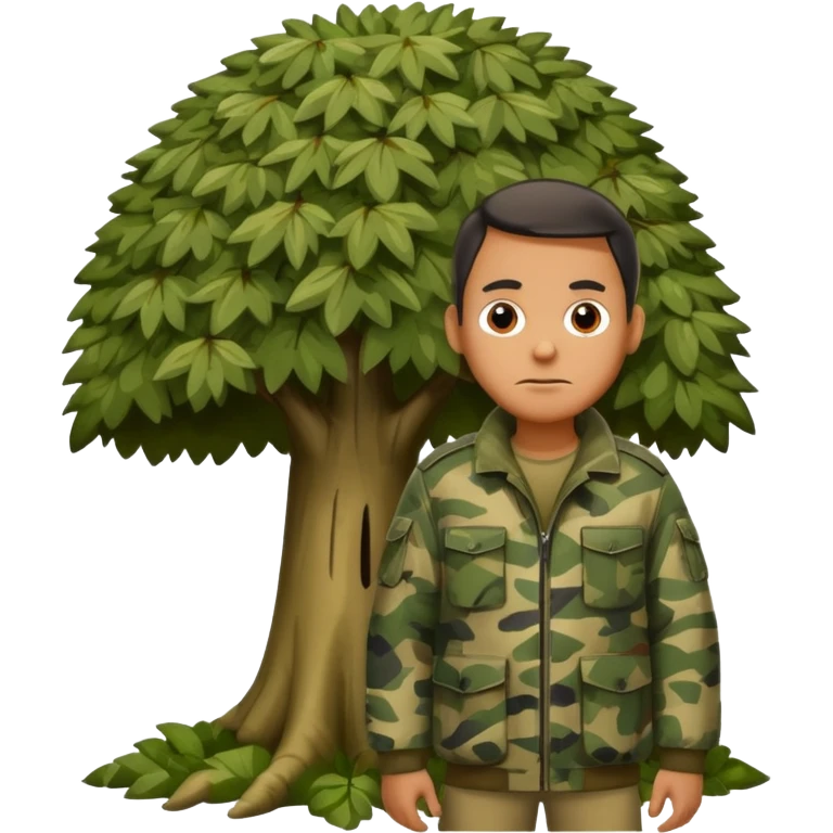 A large german man hiding behind a skinny tree emoji