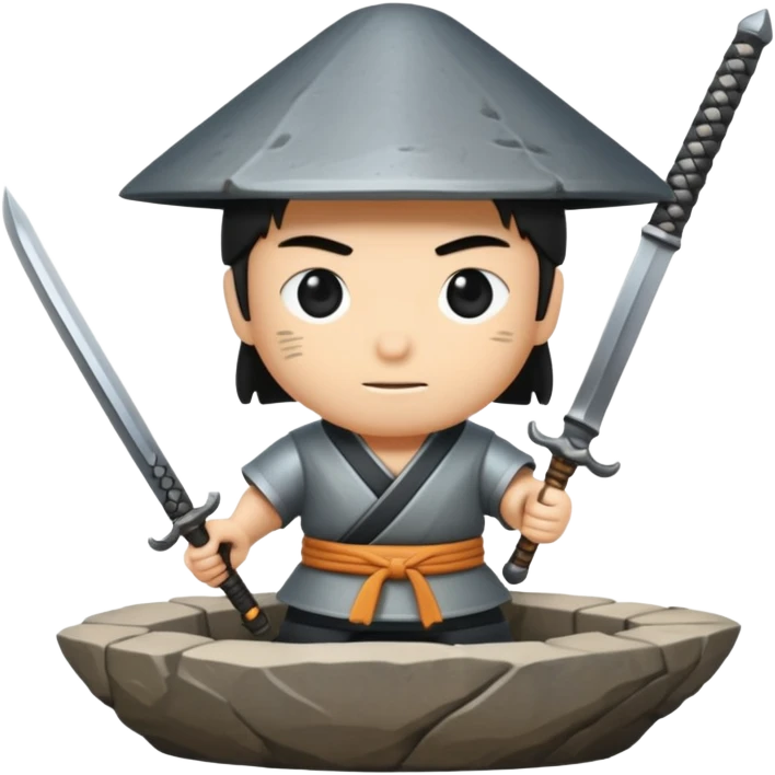 A Japanese stone forge with a sword emoji