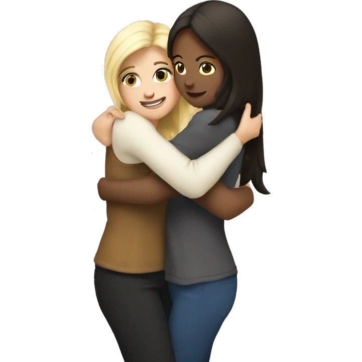blondie and brunette hug emoji
