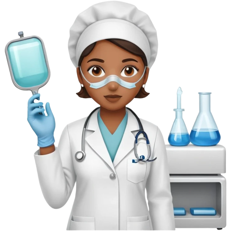 Brown skin girl medical sterilize technician hospital emoji