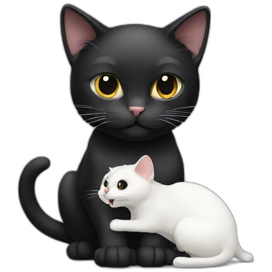 Black cat with White mouse emoji