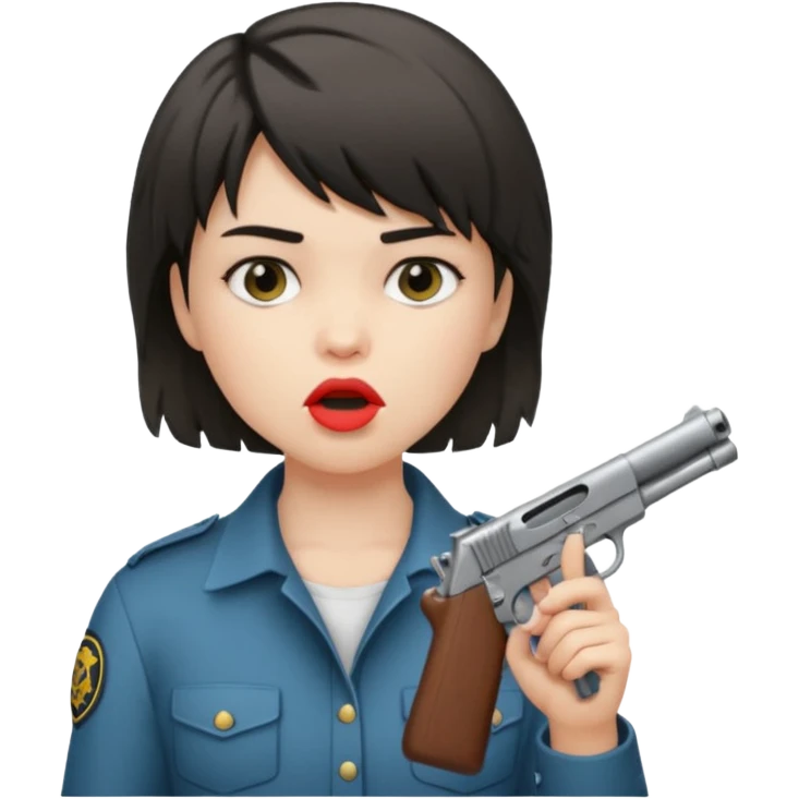 short hair girl with mullet putting gun in her mouth emoji