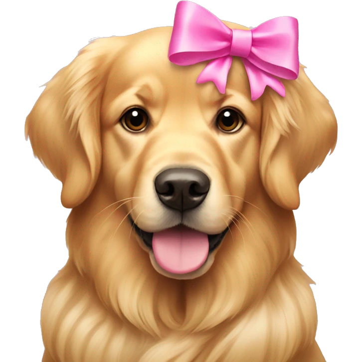 Golden retriever with pink bows emoji