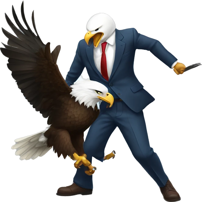 bald eagle in a suit fighting a dear emoji