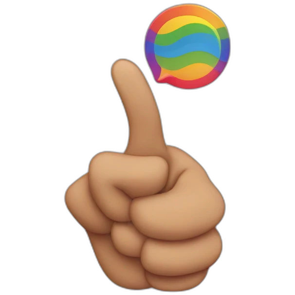 A gay pointing emoji