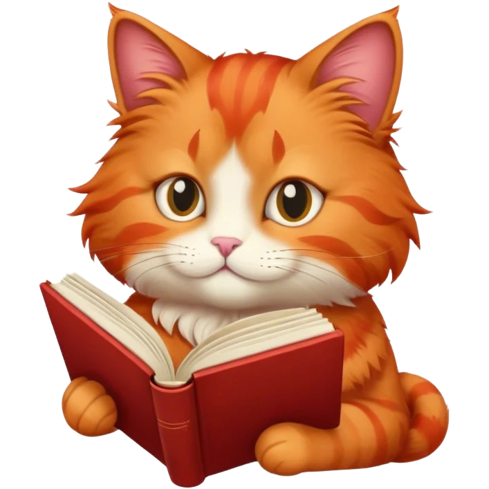 red cat reading a book emoji