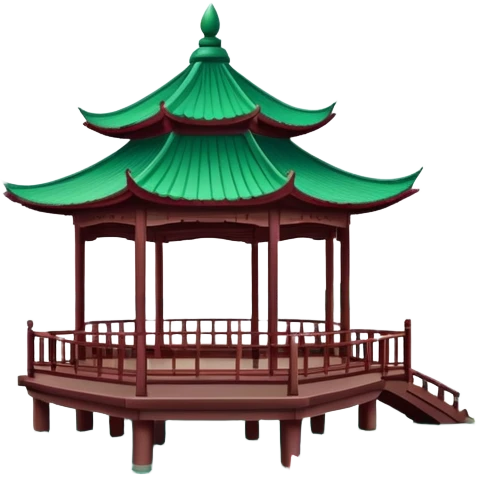 Lotus in the Breeze at Crooked Courtyard, West Lake Hangzhou, simplified emoji style, pink lotus flowers on water with pavilion, cartoon style emoji