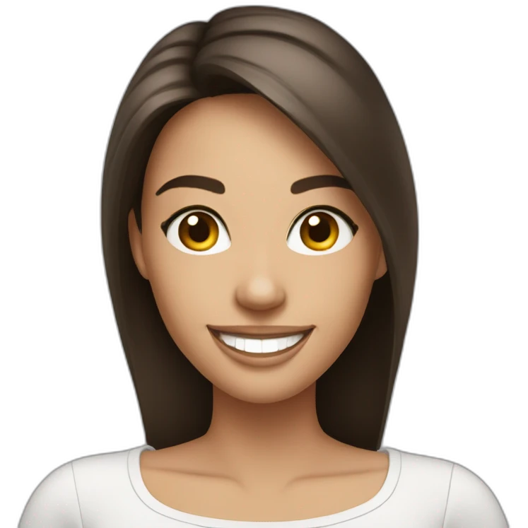 Pretty brunette woman alluring smile emoji