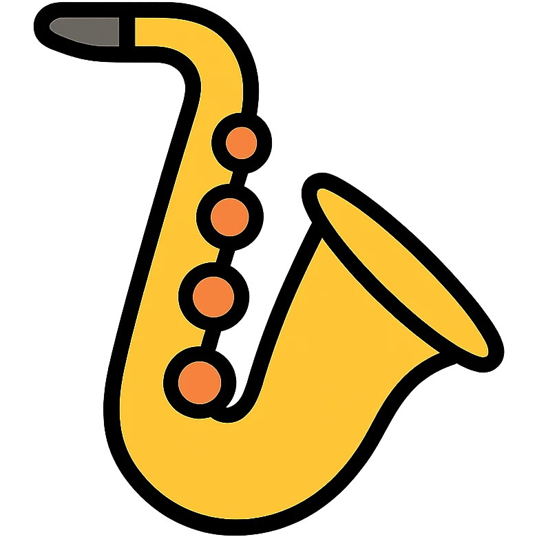 saxophone, modern icon style, bold outline, flat design emoji
