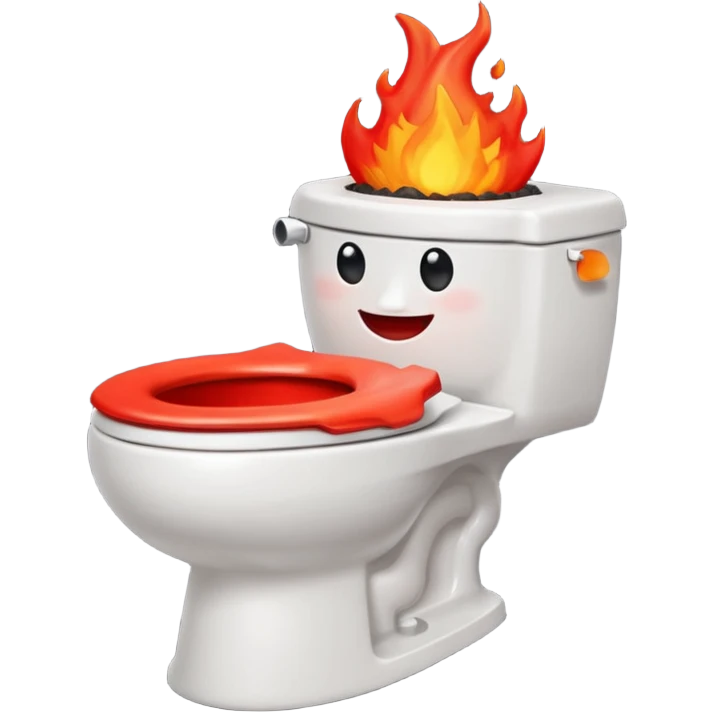 A smiling, happy, white-colored toilet with lava coming from its bowl emoji