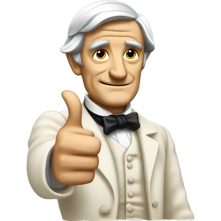 Ralph Waldo Emerson with thumbs up with a little frown emoji