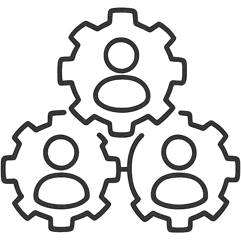 Google Material Design icon for 'Unity / Community' showing simple connected people icons, network symbol, or interlocking gears emoji