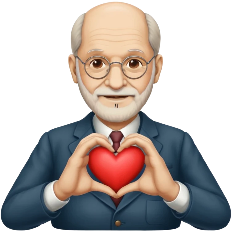 An emoji of sigmund freud making a heart with his hands emoji
