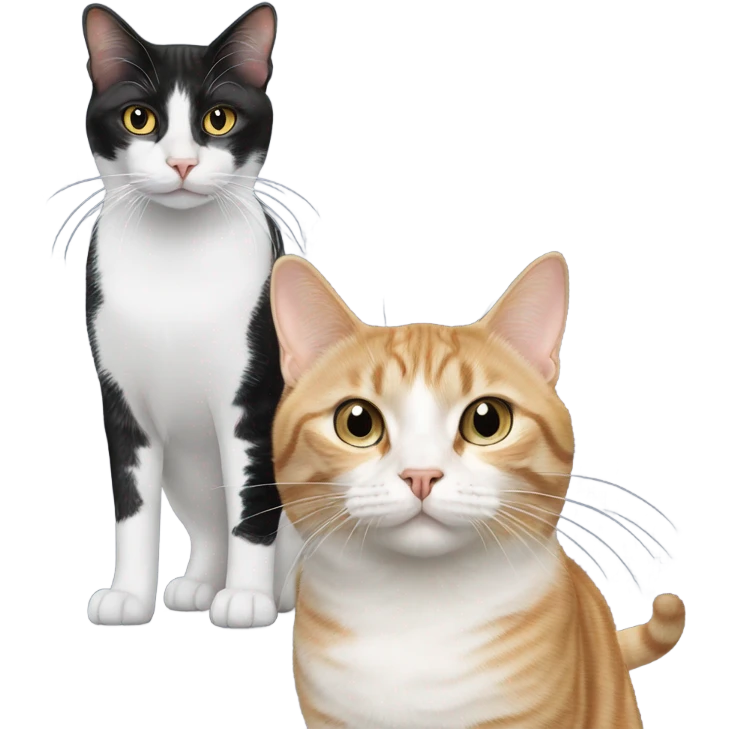 A black and white cat and a tabby cat  emoji