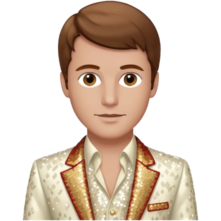 Peter Allen with Brown Hair, Ivory Sequin Outfit emoji