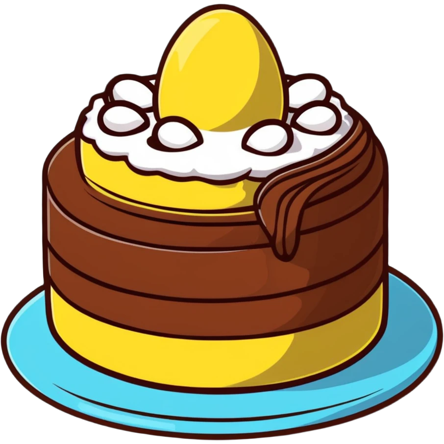 Traditional mona de pascua cake with chocolate eggs emoji