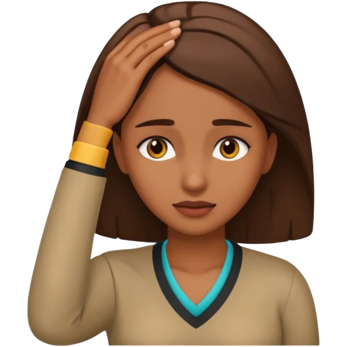 Mulher morena com mão na testa emoji