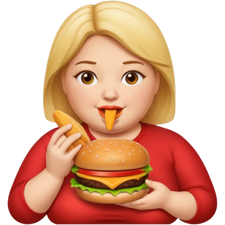 fat woman eating burger emoji