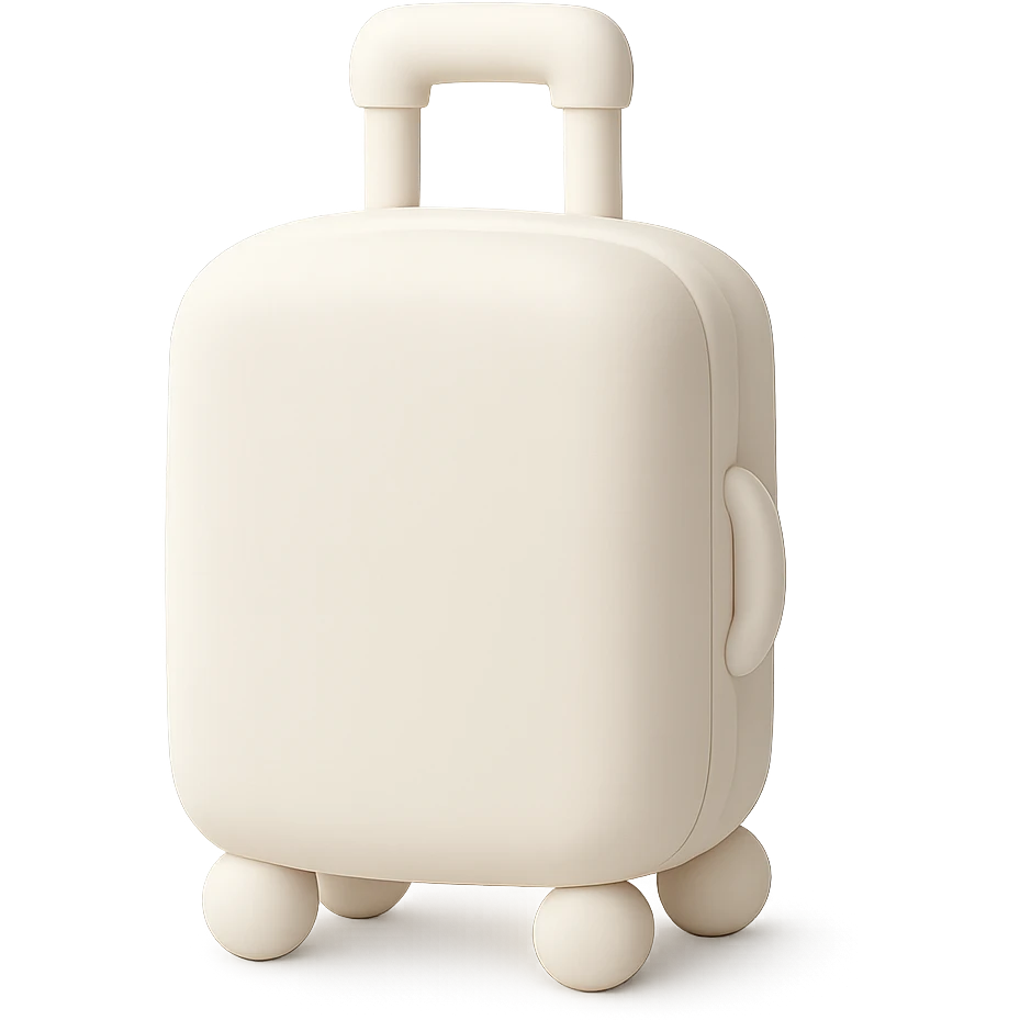 aesthetic ivory minimal suircase with wheels emoji