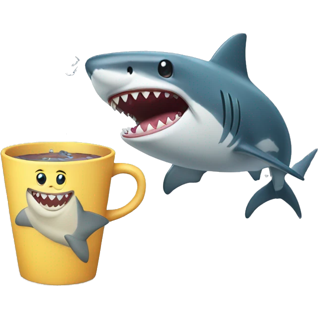 smiling shark with cup emoji