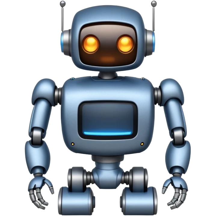 I want atom from reel steel that has gray body with black screen and blue eyes  form the screen and a brown top a  robot emoji