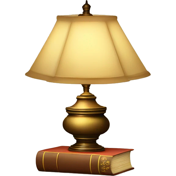 vintage lamp with open book emoji