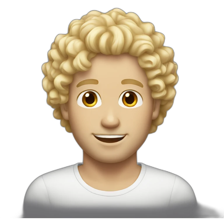 White male blonde curly hair emoji