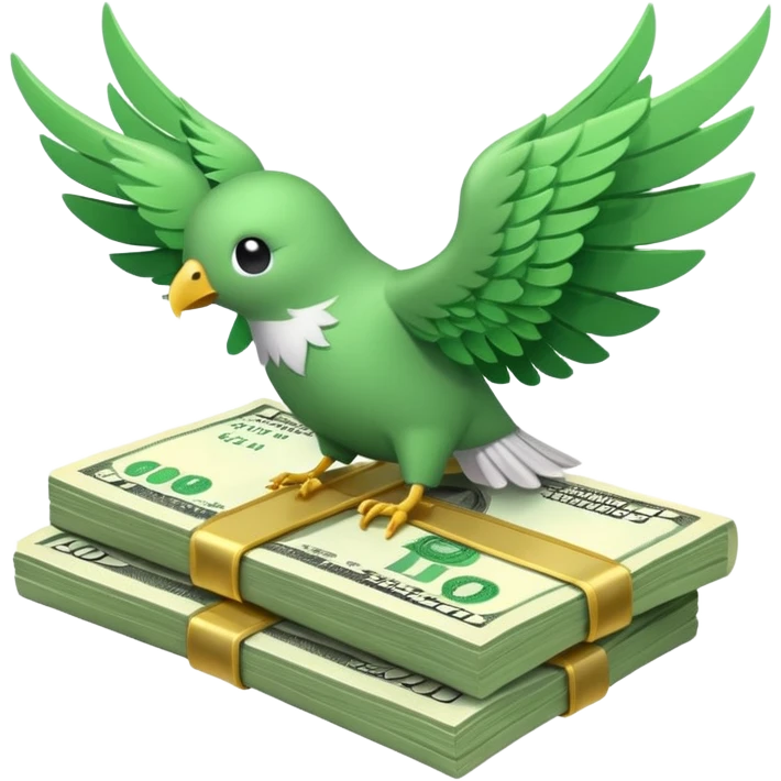 un fajo de dólares con alas volando emoji