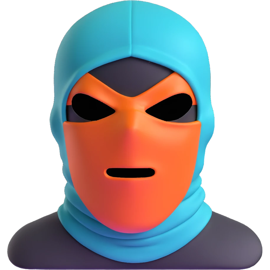 menacing robber with teal and orange balaclava emoji