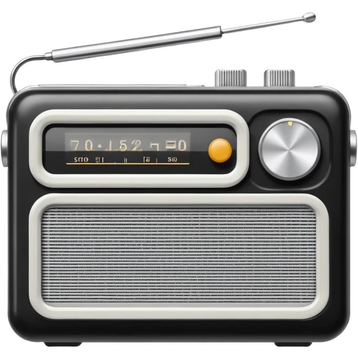 A black and white icon of a vintage handheld transistor radio emoji