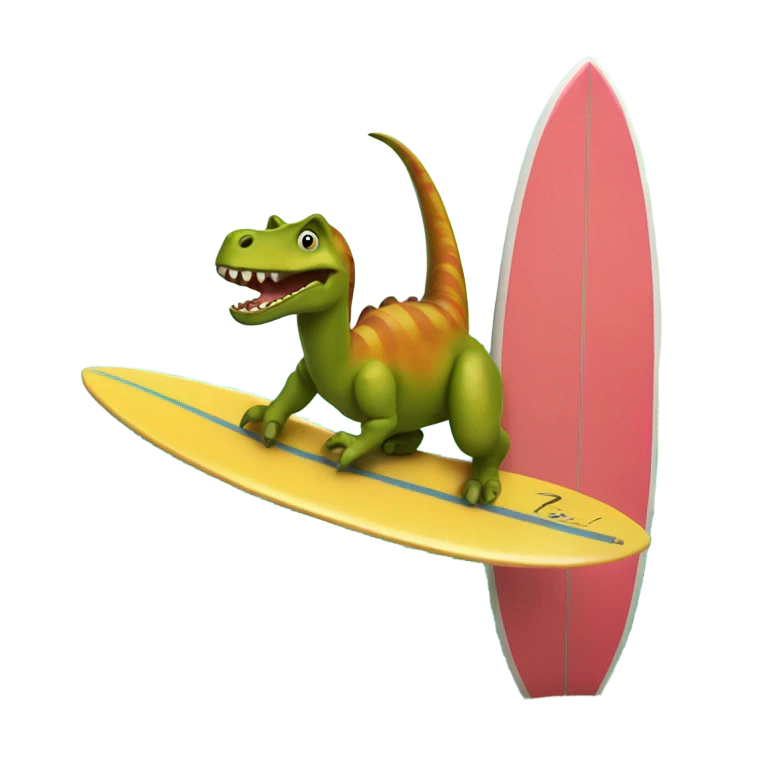 Dinosaur on a surf board  emoji