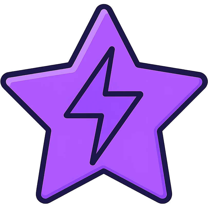 purple flash star, modern icon style, clean outline, subtle glow emoji