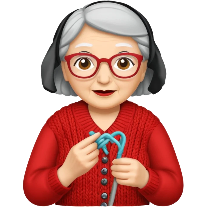 knitting grandma red emoji