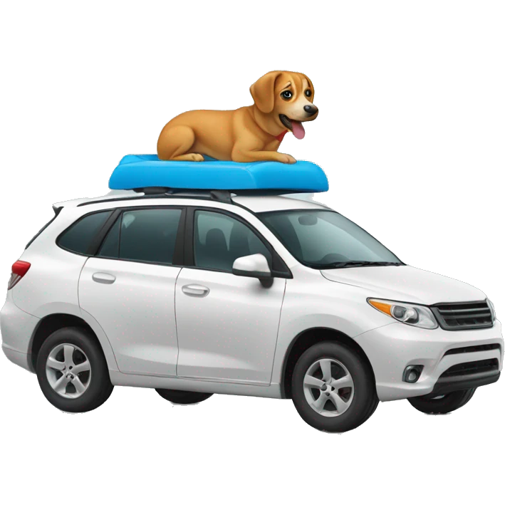 Car with dog on head emoji
