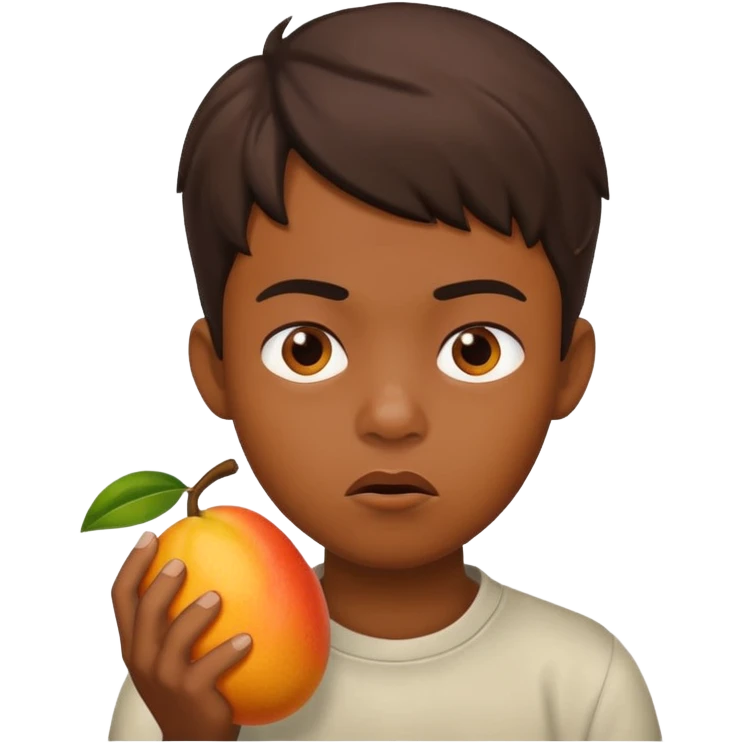 Boy eating mangoes, disgusted emoji
