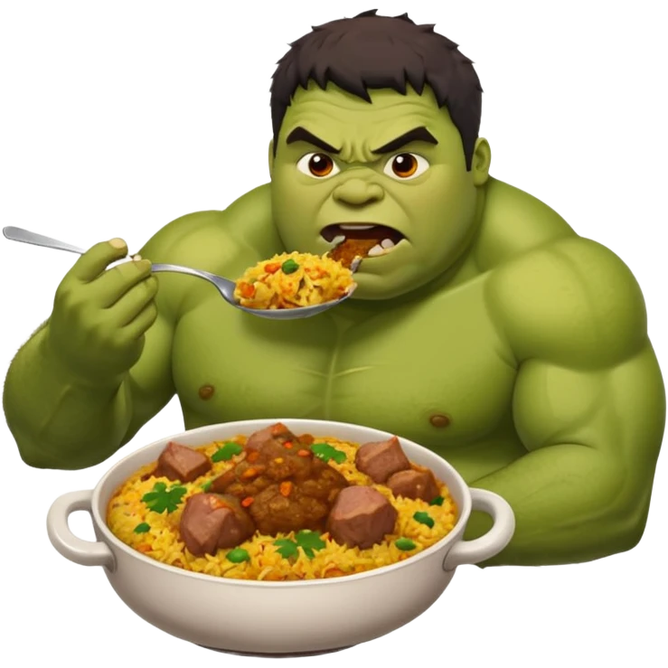 Fat Hulk eating mutton curry biriyani emoji