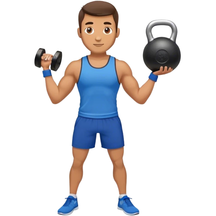 fit man with blue shorts holding kettlebell emoji
