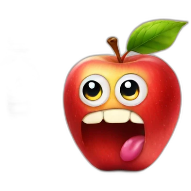 a worm in an apple with a watch emoji