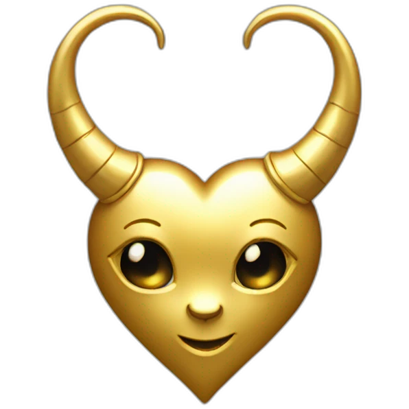 Gold heart frame with horns and tail emoji