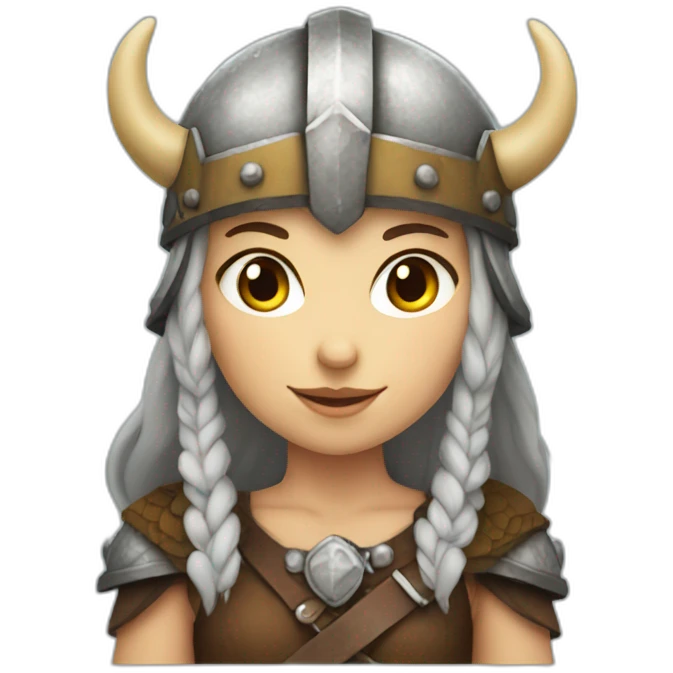 Girl Viking with helmet with horns emoji
