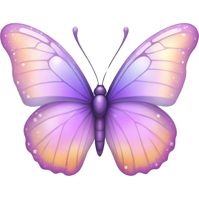 Sparkly translucent Pastel purple-gradient iridescent butterfly emoji