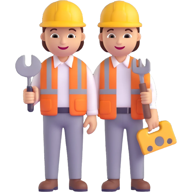 3D smiley emoji, round shape, carpenter with saw and work clothes, text 'Asztalos' emoji