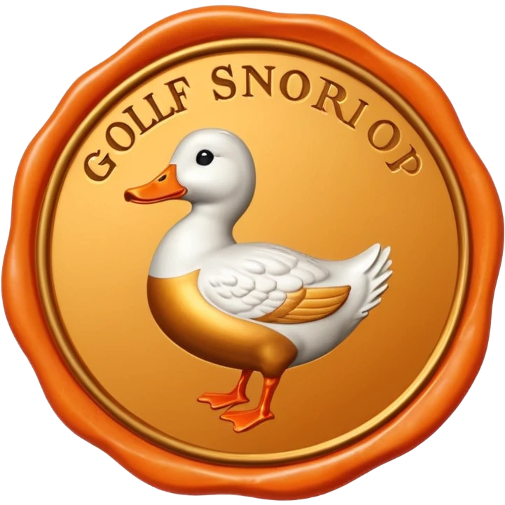 Wax Seal with orange duck that says Golf Snob approval emoji